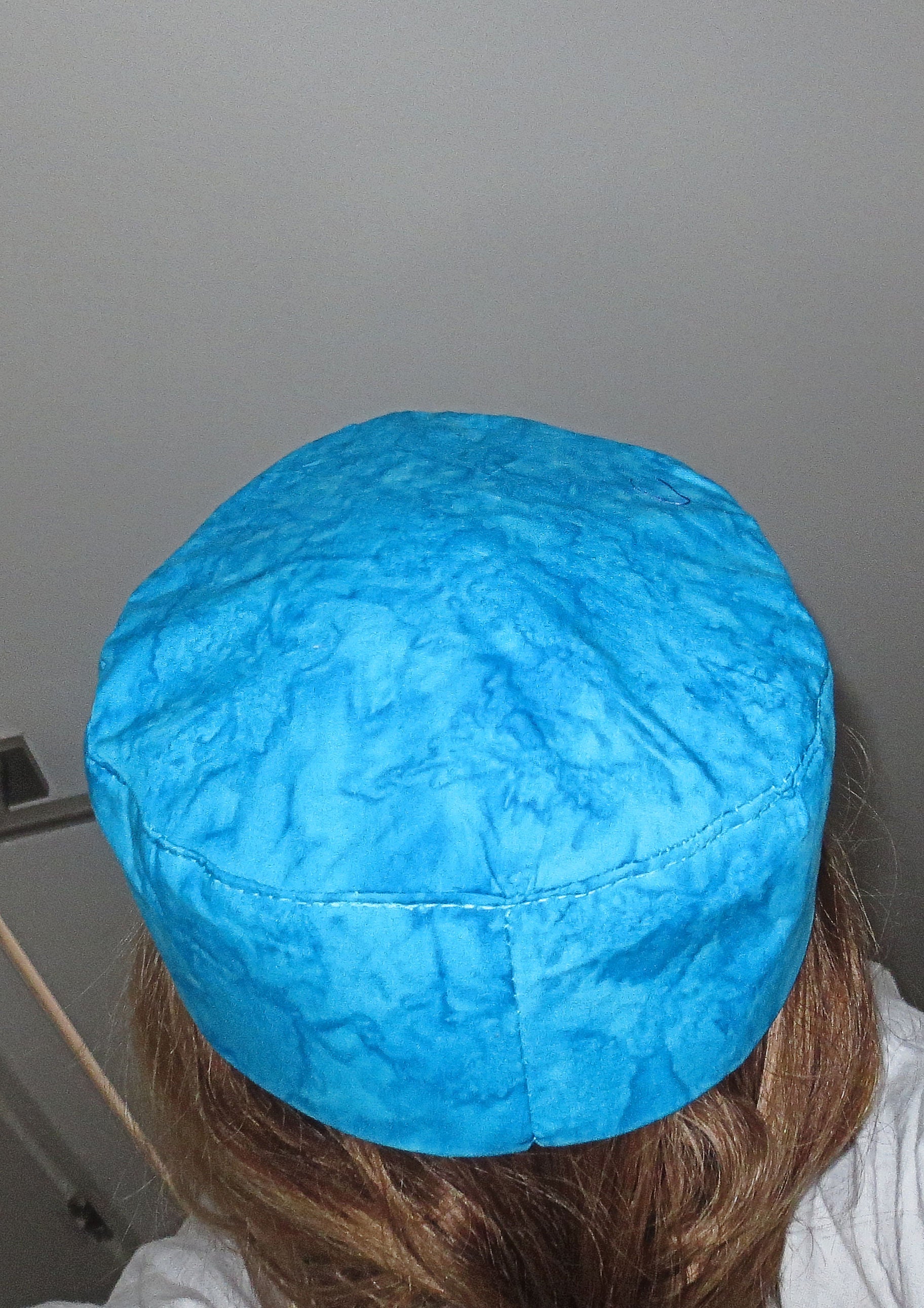 Turquoise batik  sephardic hat yarmulke