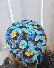 eclectic mix bucharian kippahs music butterflies geeky science  sephardic yarmulkes butterflies blues on black / 24"