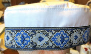 bucharian kippah with tapestry trim sephardic hat style yarmulke