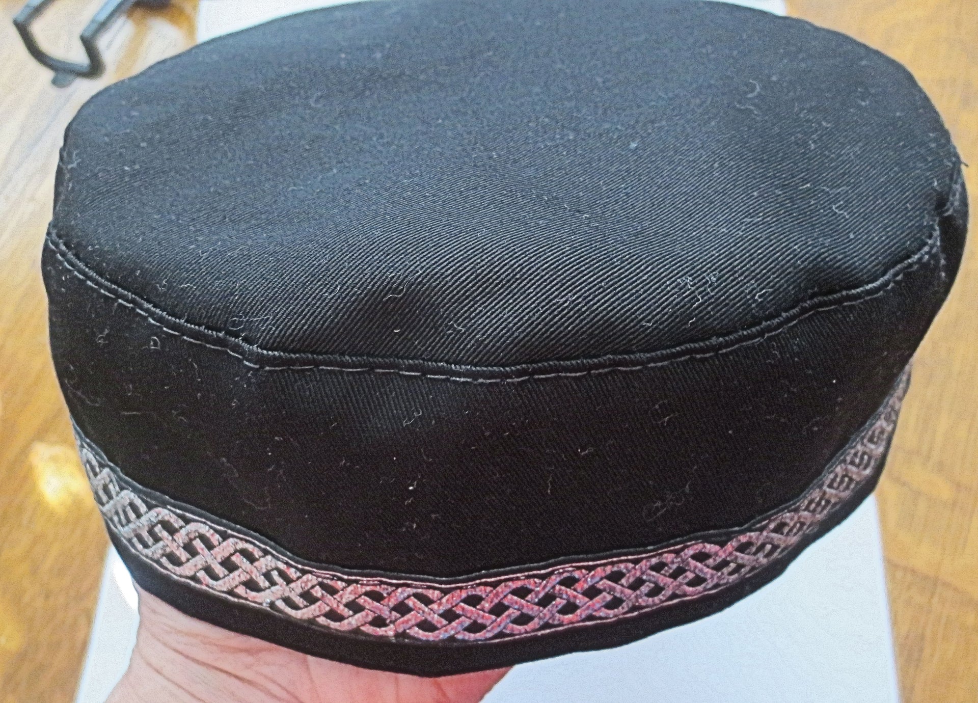 bucharian kippah with tapestry trim sephardic hat style yarmulke