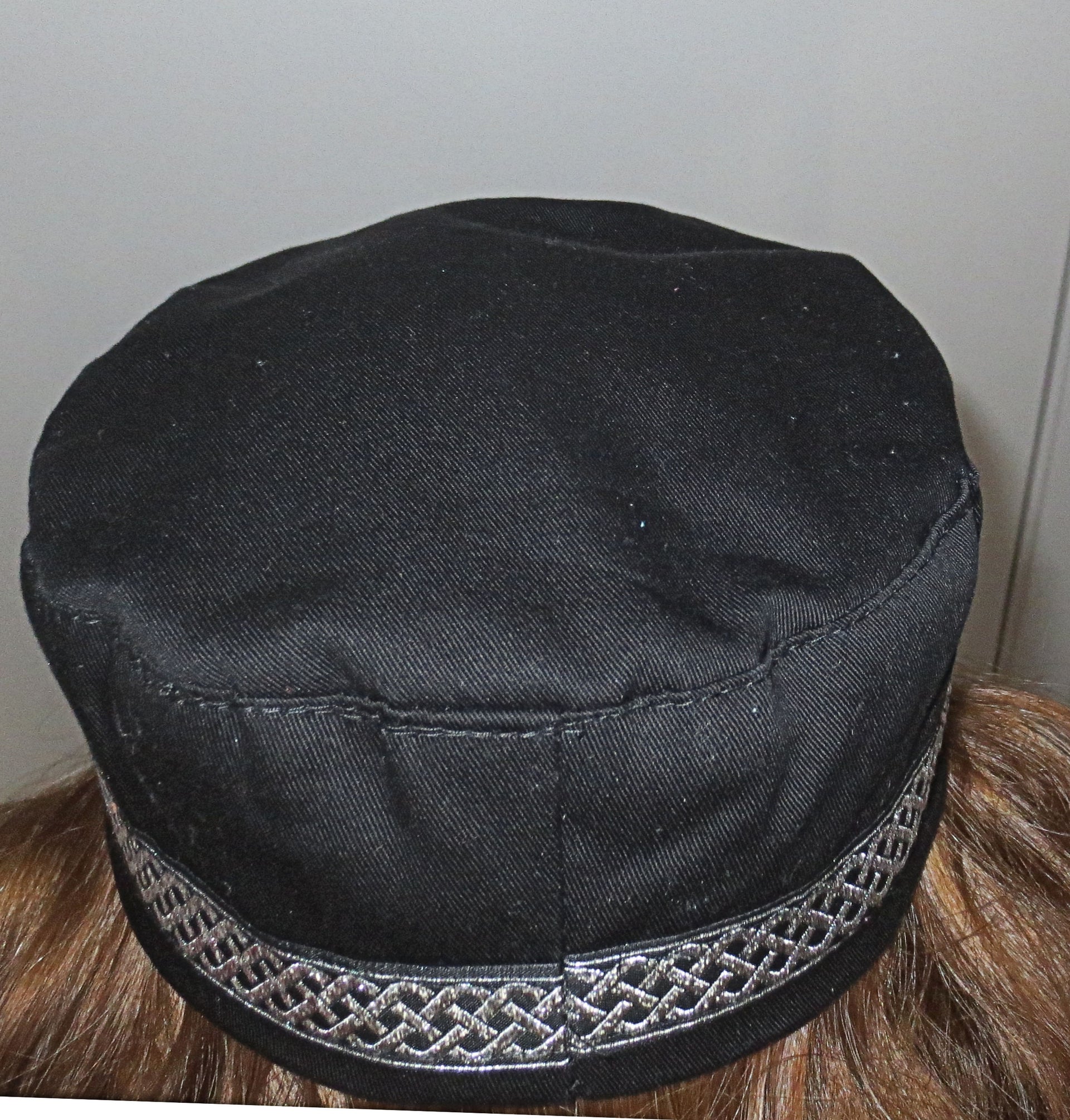 bucharian kippah with tapestry trim sephardic hat style yarmulke