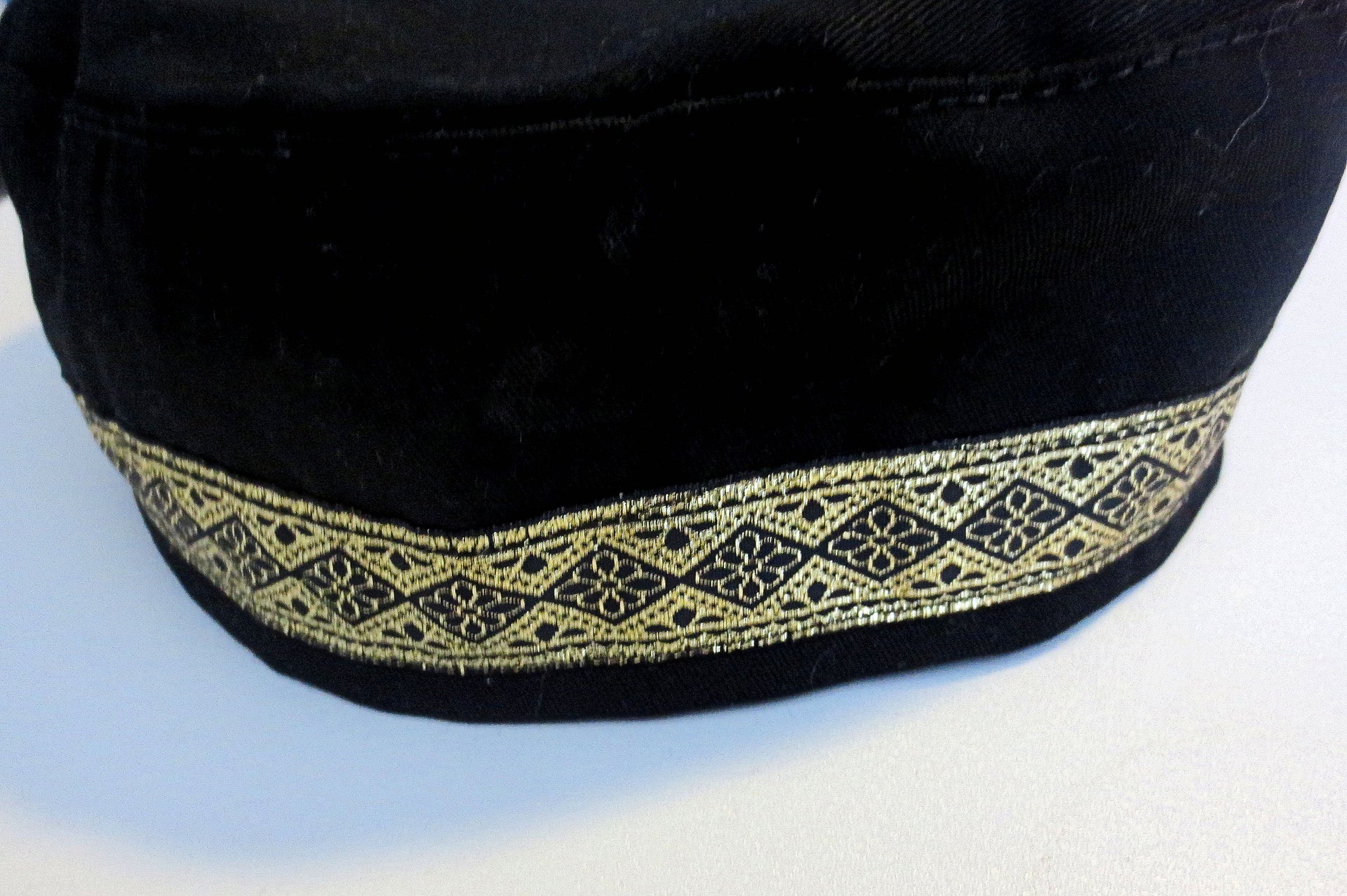 bucharian kippah with tapestry trim sephardic hat style yarmulke