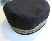 bucharian kippah with tapestry trim sephardic hat style yarmulke