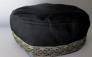 bucharian kippah with tapestry trim sephardic hat style yarmulke