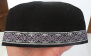 bucharian kippah with tapestry trim sephardic hat style yarmulke