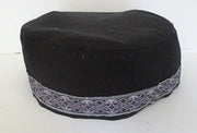 bucharian kippah with tapestry trim sephardic hat style yarmulke