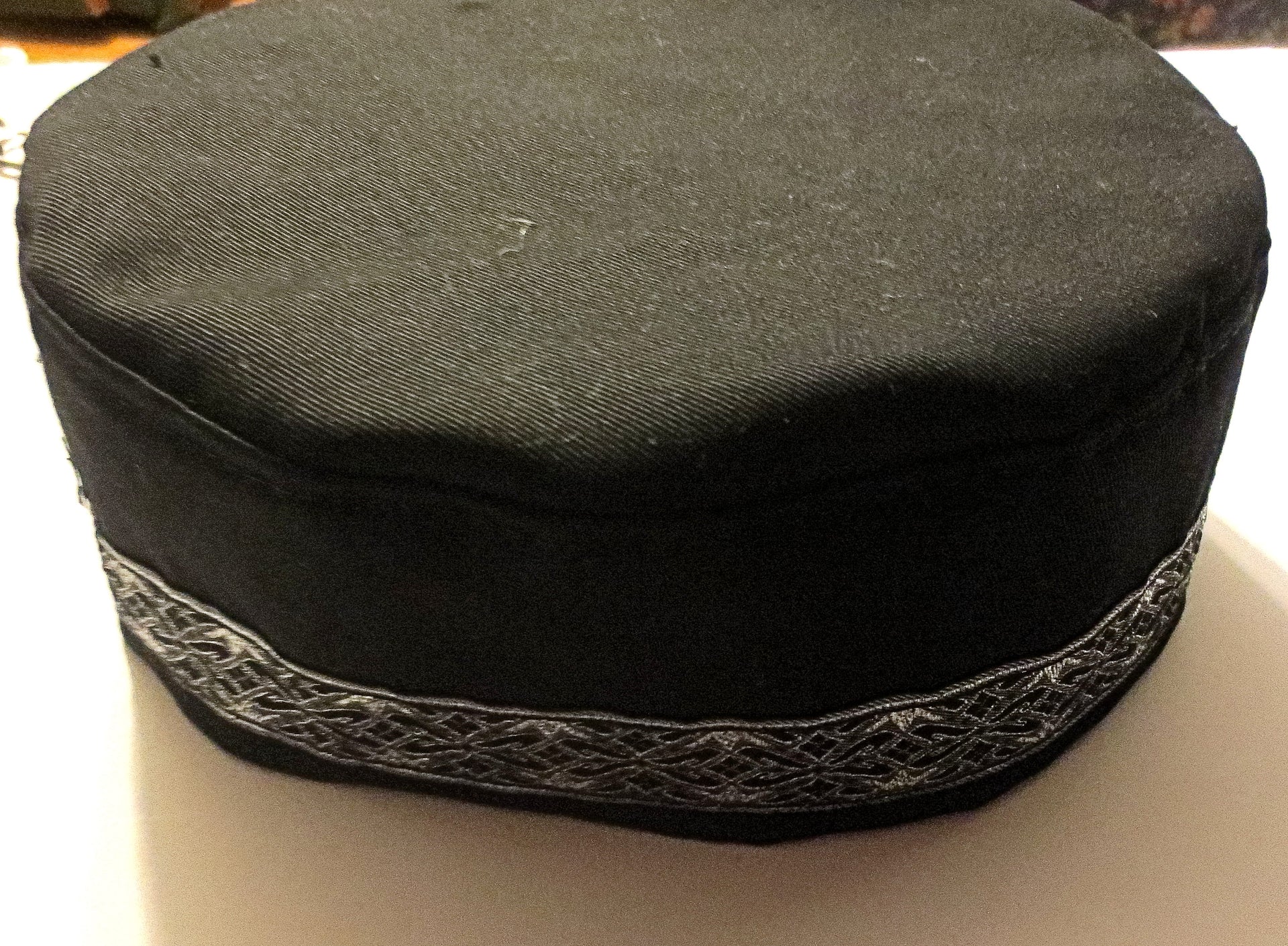 bucharian kippah with tapestry trim sephardic hat style yarmulke