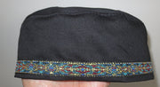 bucharian kippah with tapestry trim sephardic hat style yarmulke