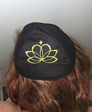 lotus flower cotton kippah black / yellow