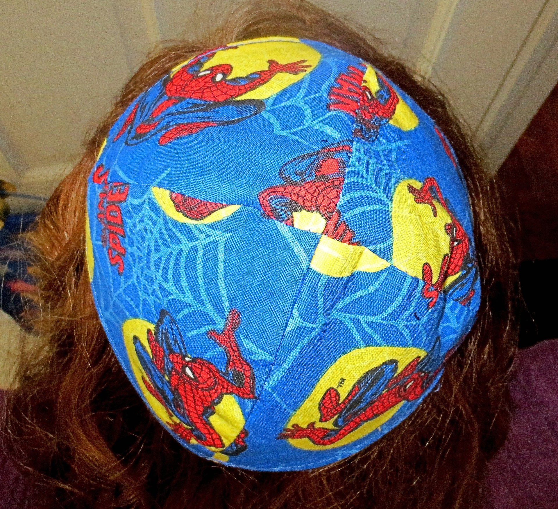 superhero kippah or yarmulke spiderman blue