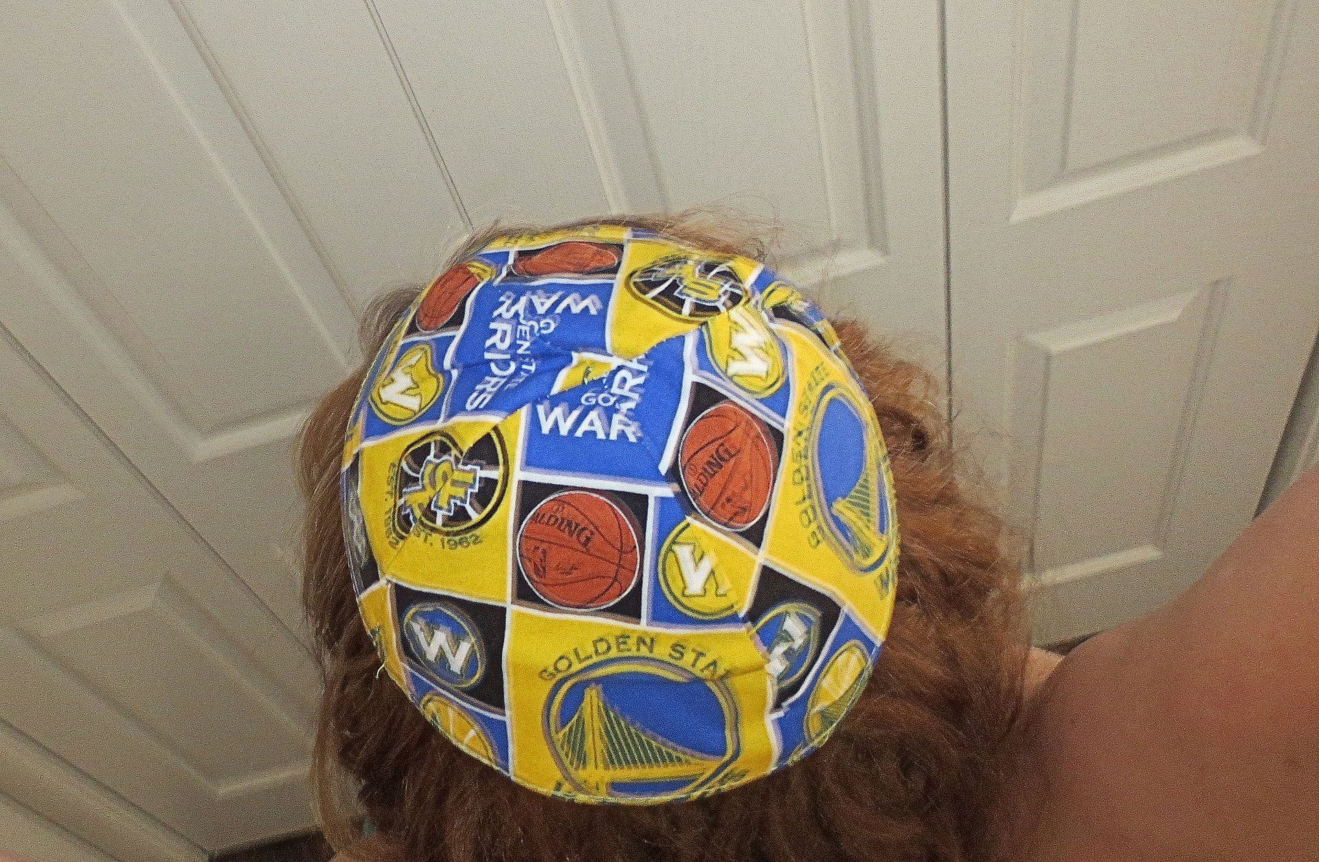 nba kippah or yarmulke golden state warriors blue yellow