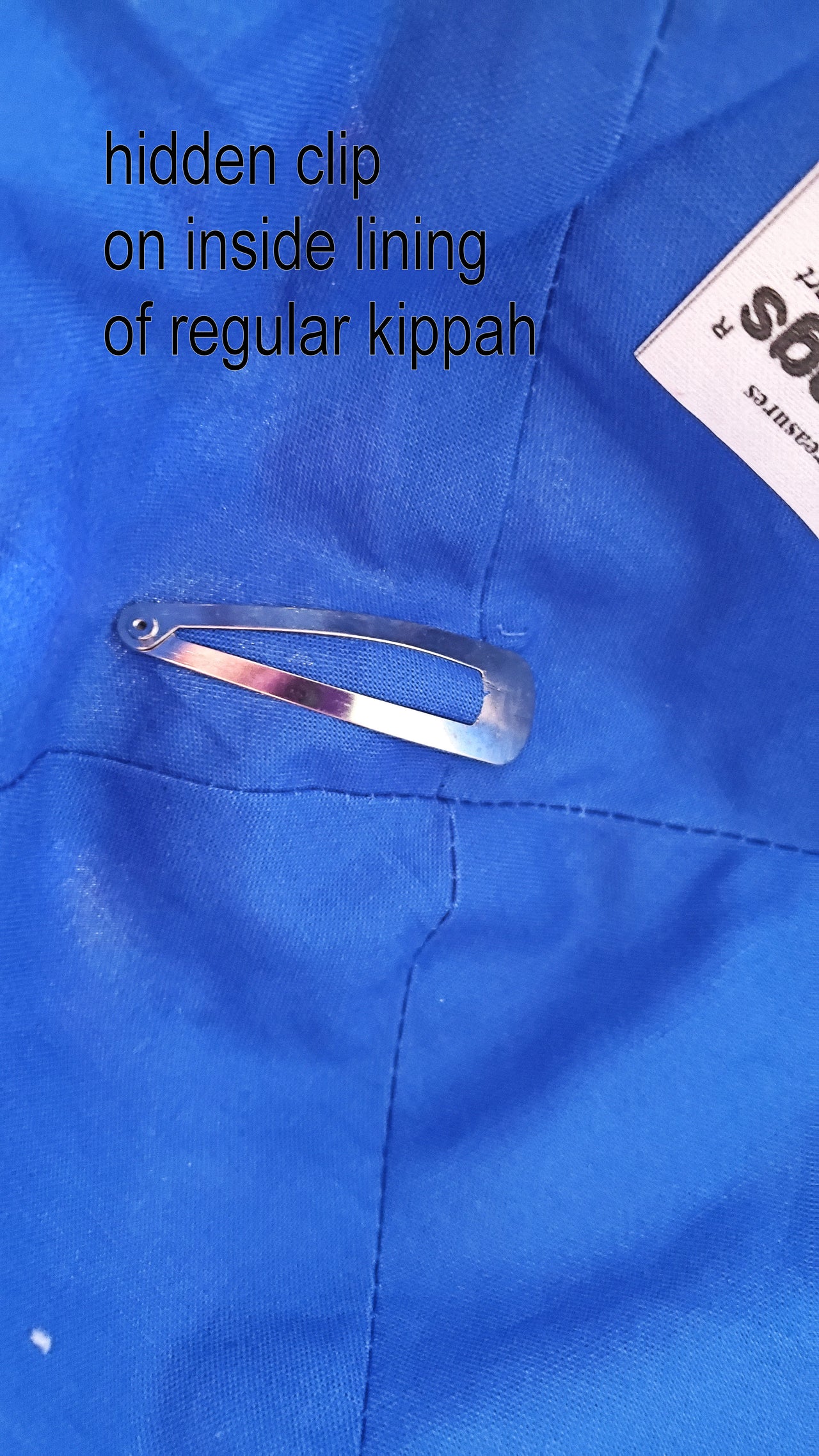 hidden clip for kippah or yarmulke 1 clip for regular or toddler 4 panel kippah