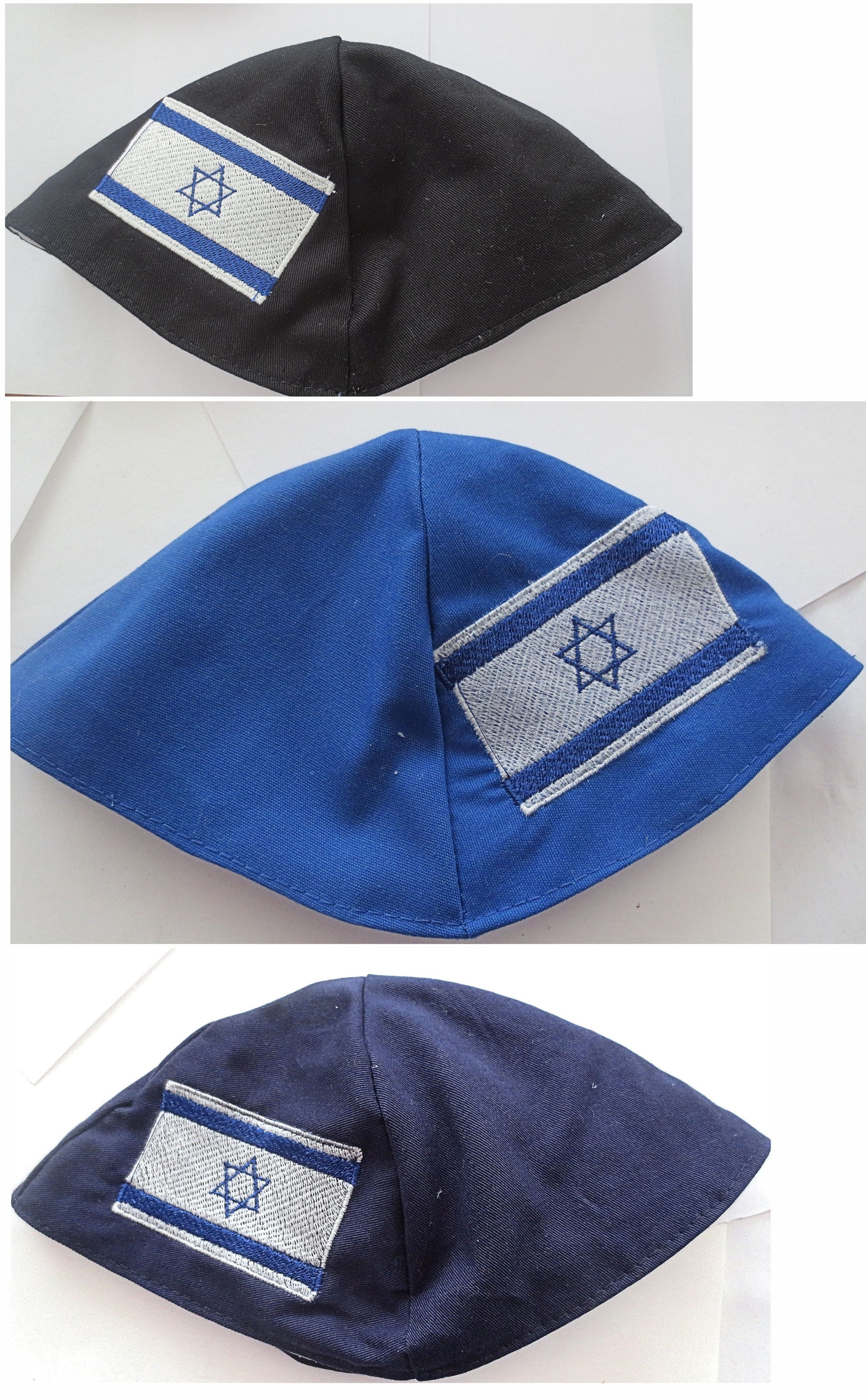 israel flag kippah or yarmulke embroidered