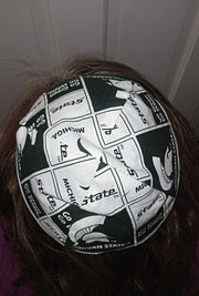 college or university kippah or yarmulke michigan state university white