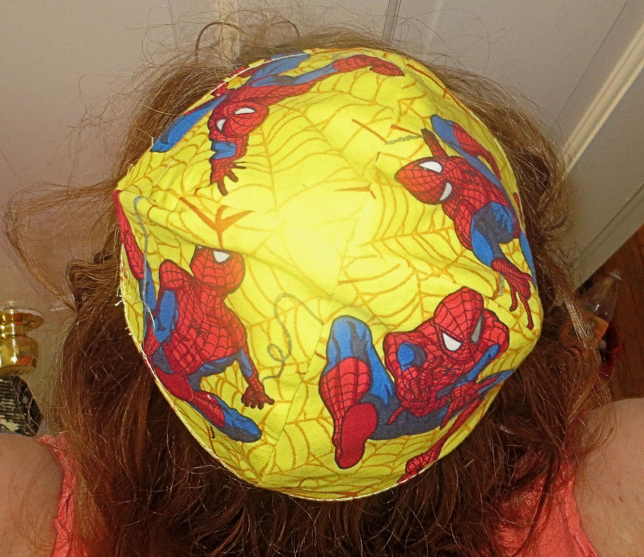 superhero kippah or yarmulke yellow spiderman