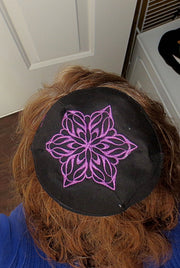 elegant embroidered star of david kippah or yarmulke black / amethyst