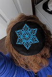 elegant embroidered star of david kippah or yarmulke black / turquoise