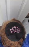 lotus flower kippah spiritual yarmulke black / pink