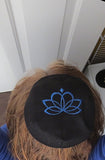 lotus flower kippah spiritual yarmulke black / royal blue