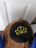 lotus flower kippah spiritual yarmulke black / yellow