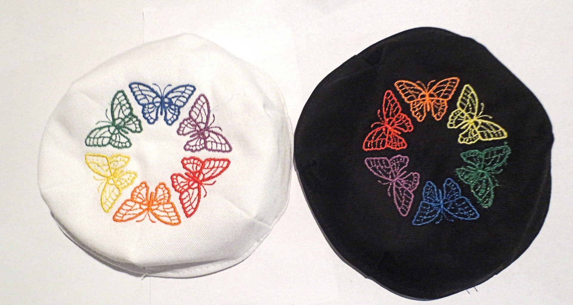 colorful butterflies small embroidered kippah