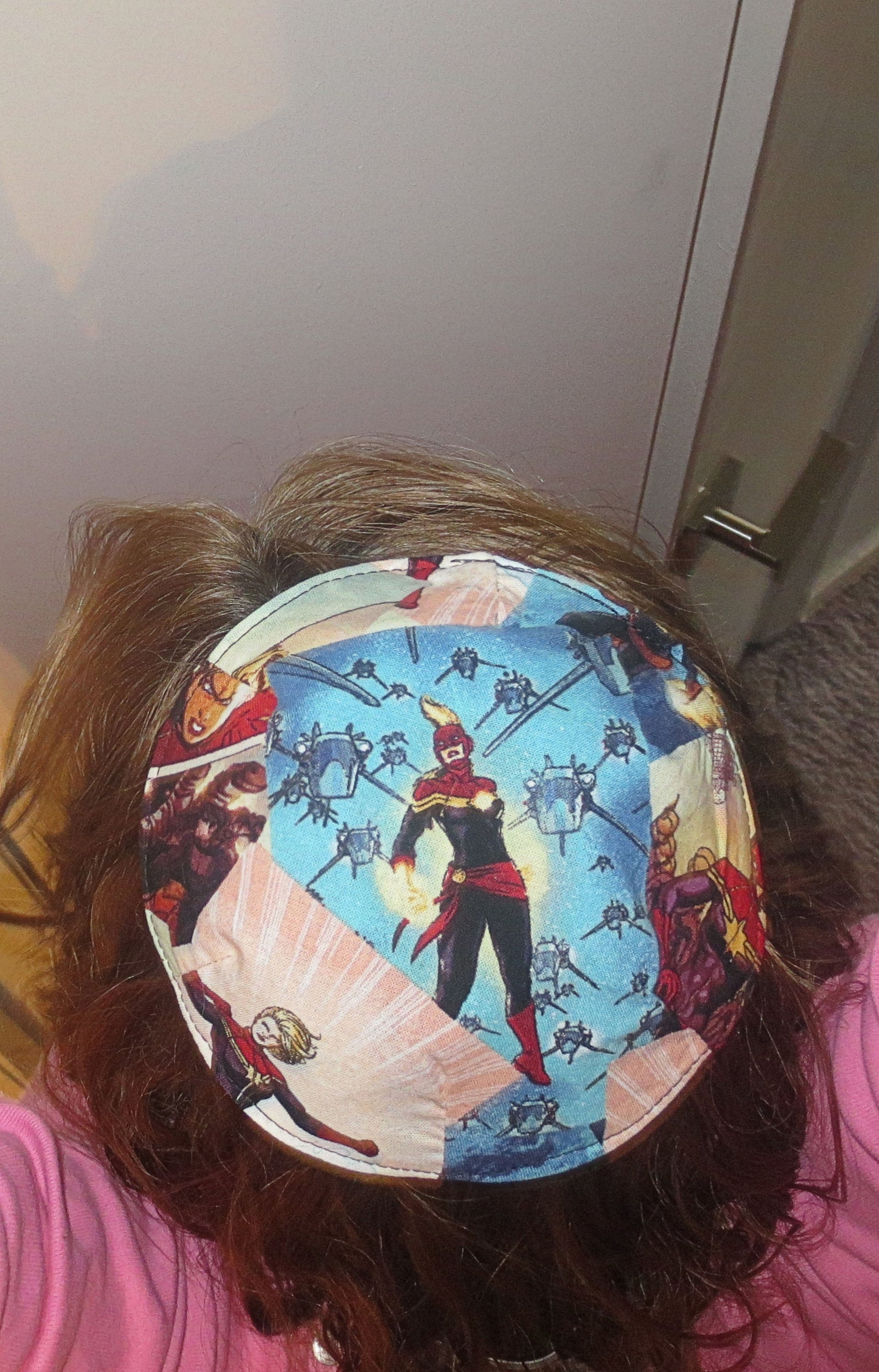 saucer kippah reversible select pattern both sides superheros & friends captain marvel