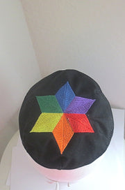 lgbtq pride kippah embroidered rainbow star of david yarmulke