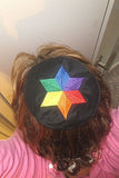 lgbtq pride kippah embroidered rainbow star of david yarmulke black with rainbow star