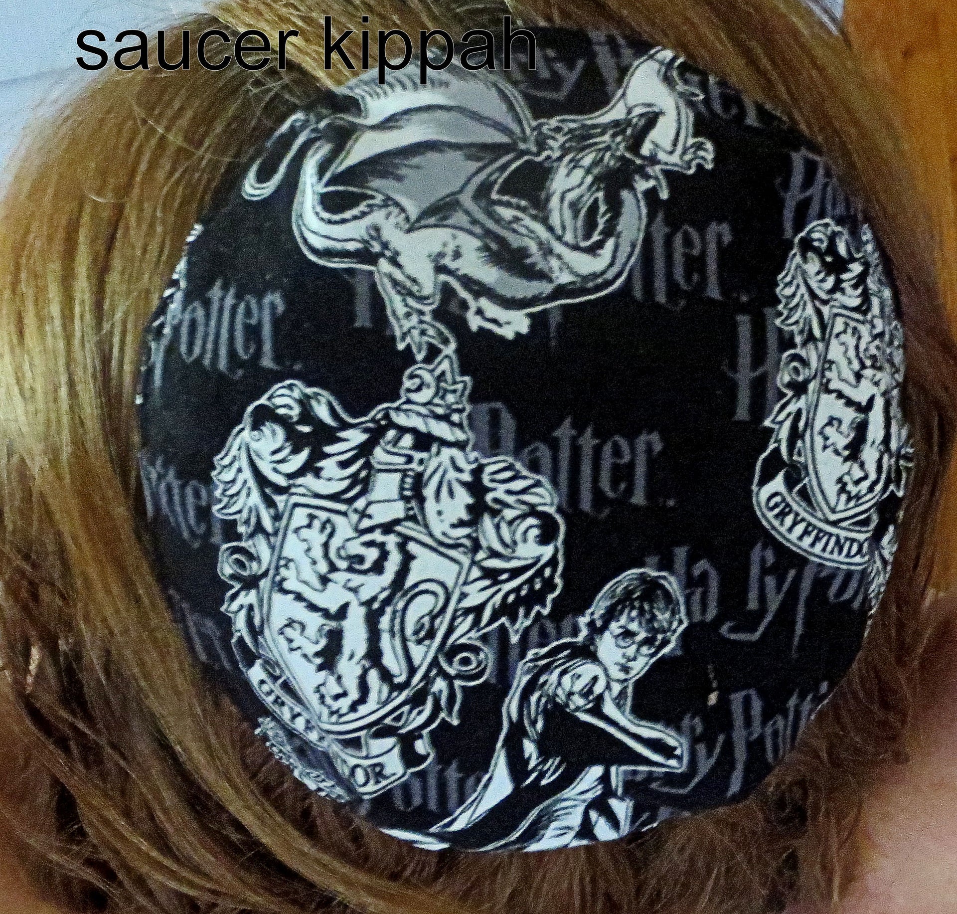 harry potter kippah or yarmulke hp black / saucer style