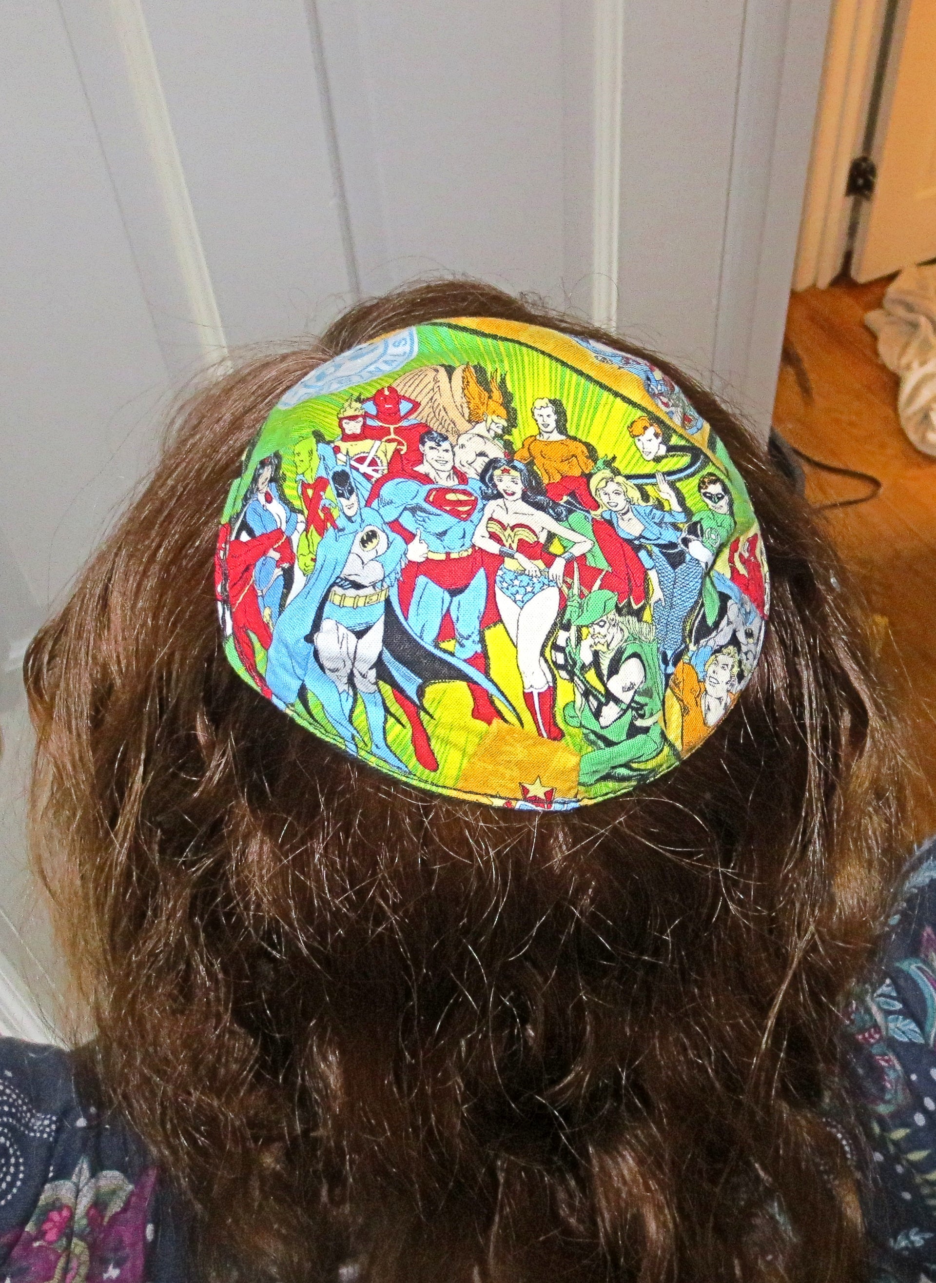 saucer kippah reversible select pattern both sides superheros & friends the justice league