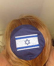 israel flag kippah or yarmulke embroidered