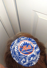 saucer reversible kippah or yarmulke major sports teams mlb new york mets blue