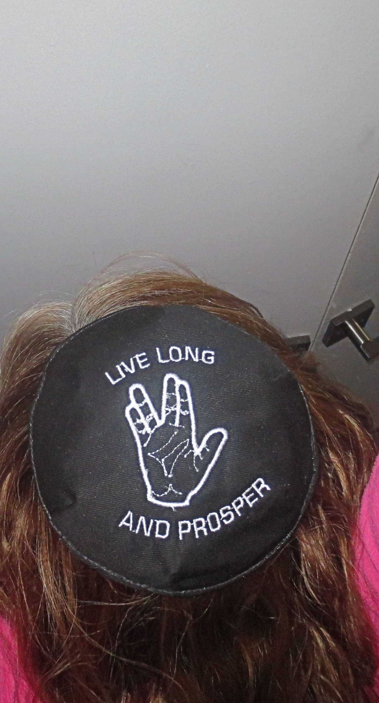 live long and prosper kippah spiritual yarmulke vulcan salute black / white