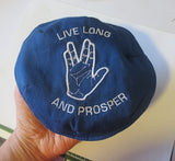live long and prosper kippah spiritual yarmulke vulcan salute royal blue / white