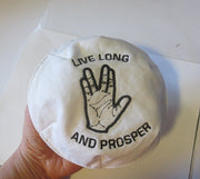 live long and prosper kippah spiritual yarmulke vulcan salute white / black