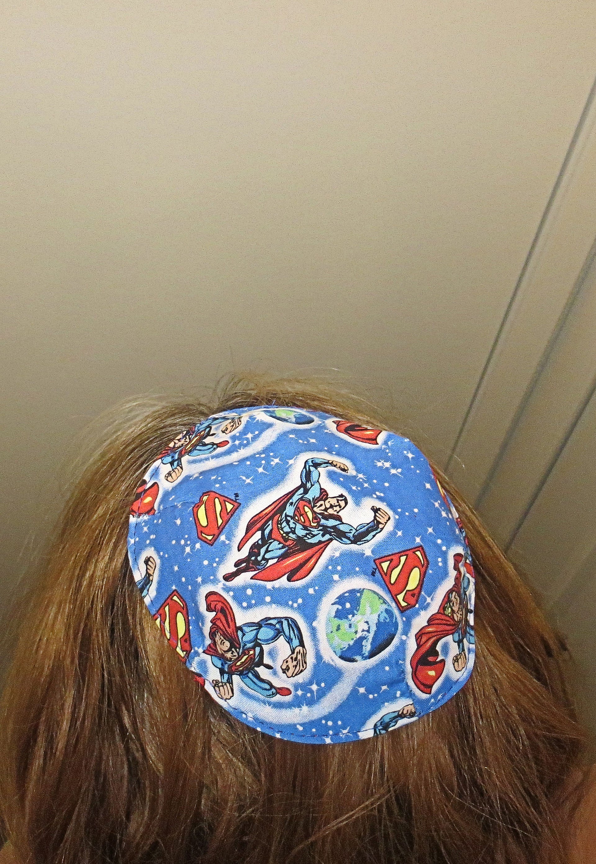 saucer kippah reversible select pattern both sides superheros & friends superman