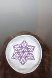 elegant embroidered star of david kippah or yarmulke white / amethyst