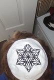 elegant embroidered star of david kippah or yarmulke white / black