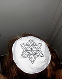 elegant embroidered star of david kippah or yarmulke white / deep silver