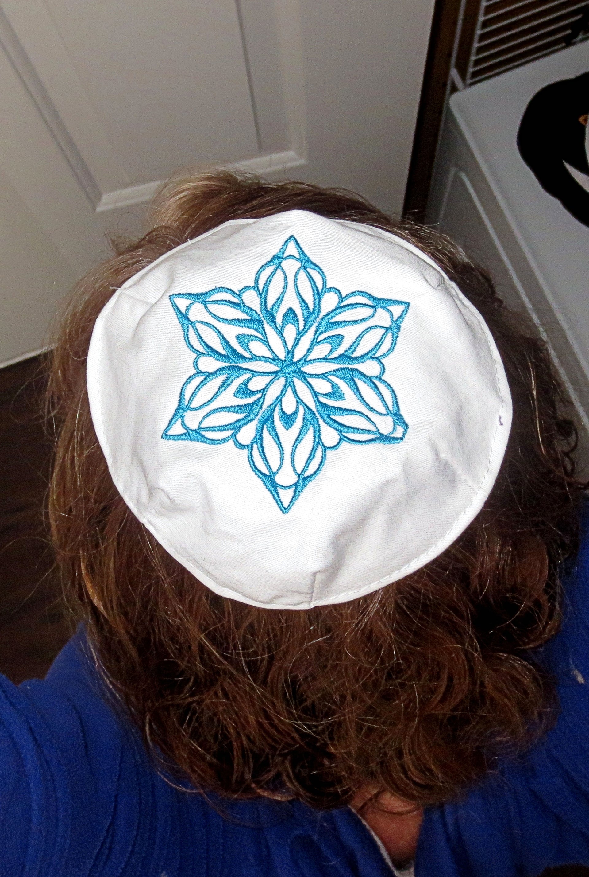 elegant embroidered star of david kippah or yarmulke