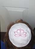 lotus flower kippah spiritual yarmulke white / pink
