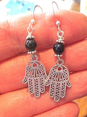 filagree hamsa earrings gemstones hand of fatima