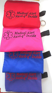 auvi-q medical alert label insulated holder carrier bag embroidered