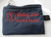 auvi-q medical alert label insulated holder carrier bag embroidered