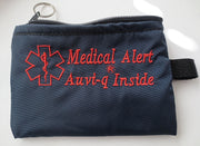 auvi-q medical alert label insulated holder carrier bag embroidered