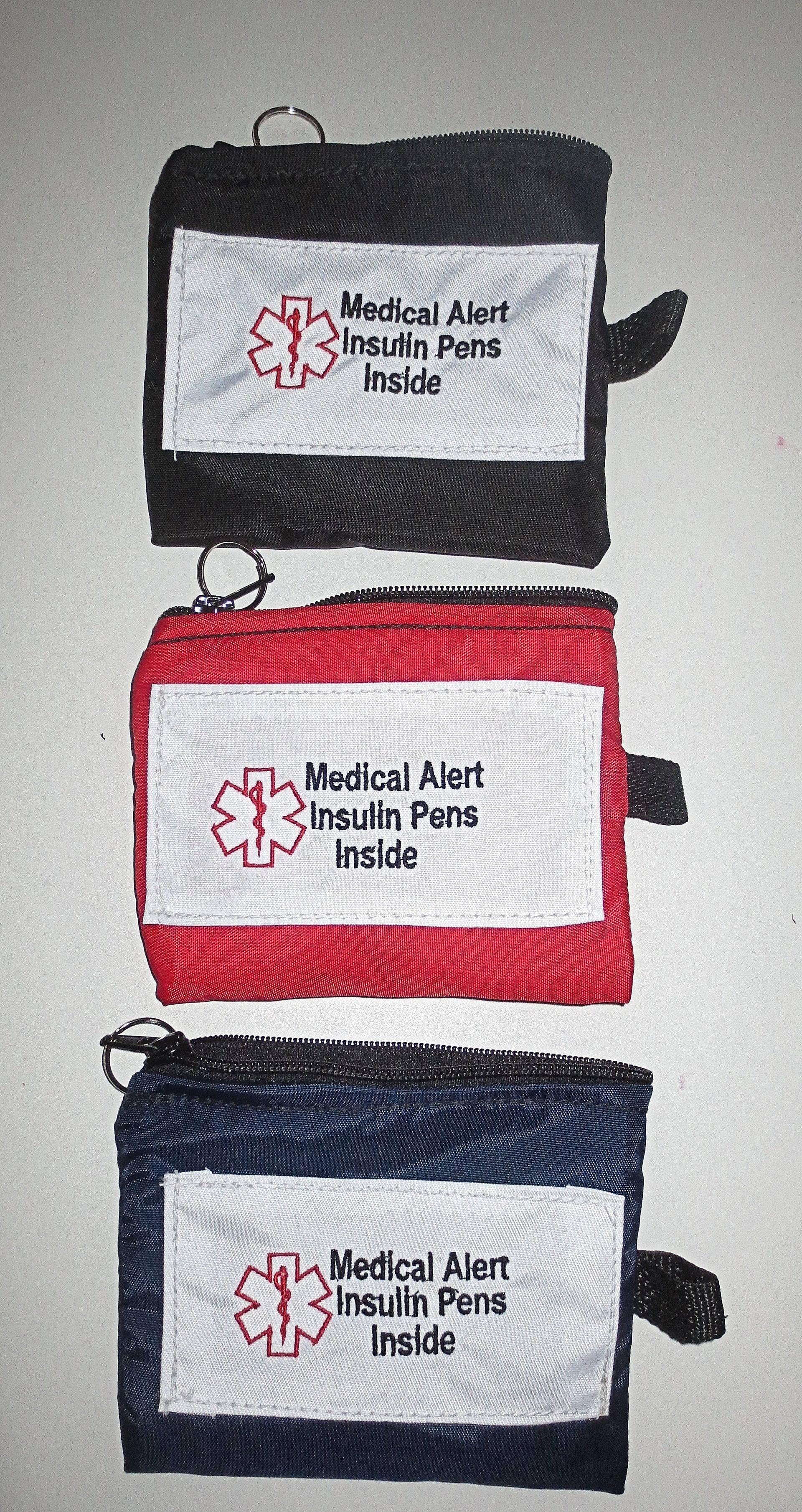 insulin pens medical alert label insulated holder carrier bag white label embroidered