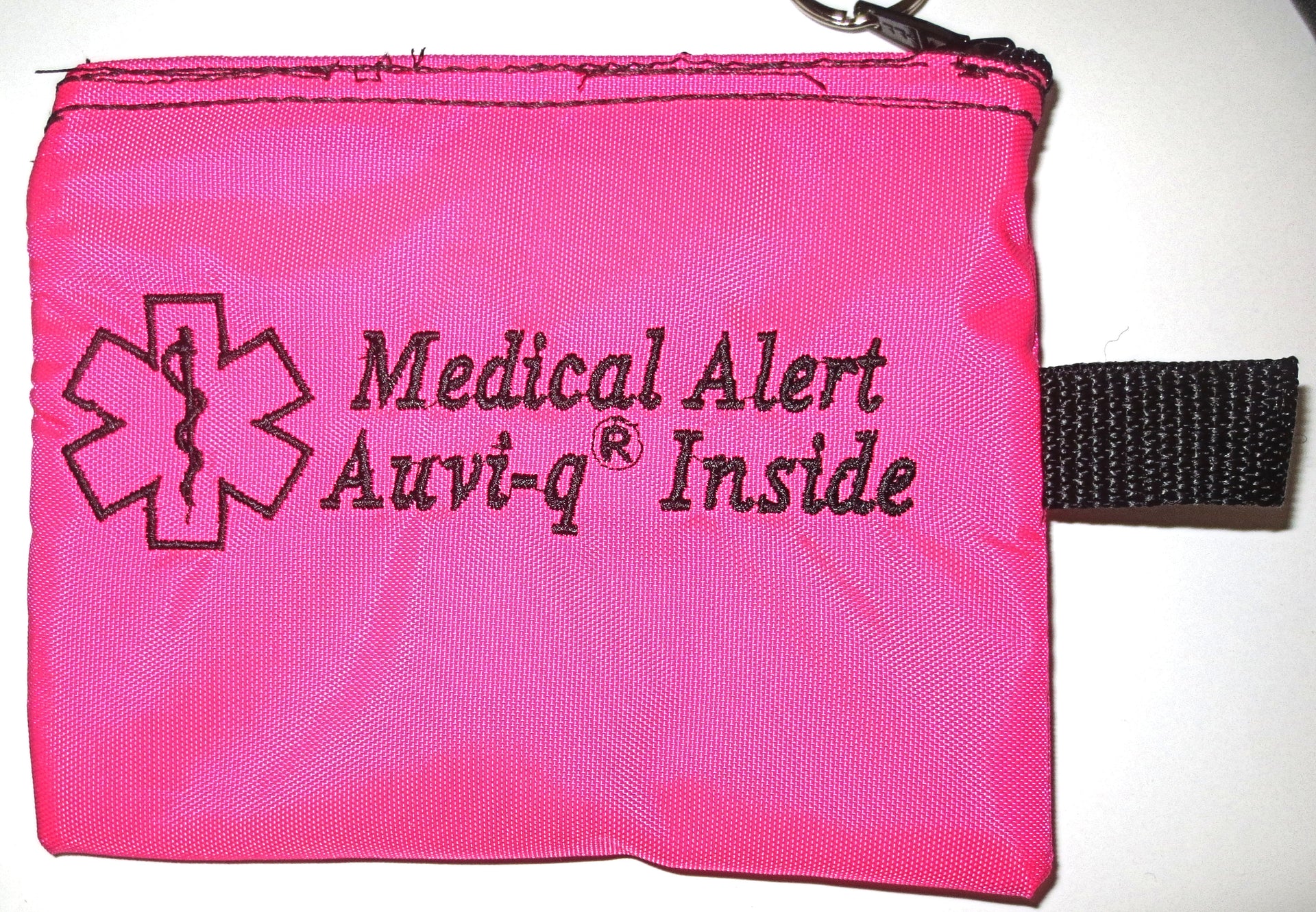 auvi-q medical alert label insulated holder carrier bag embroidered