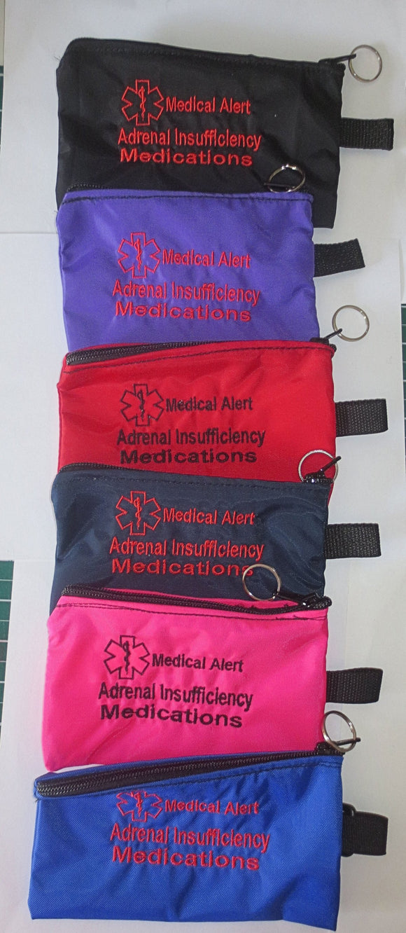 adrenal insufficiency medical alert zippered bag for addison's disease medications (not insulated)