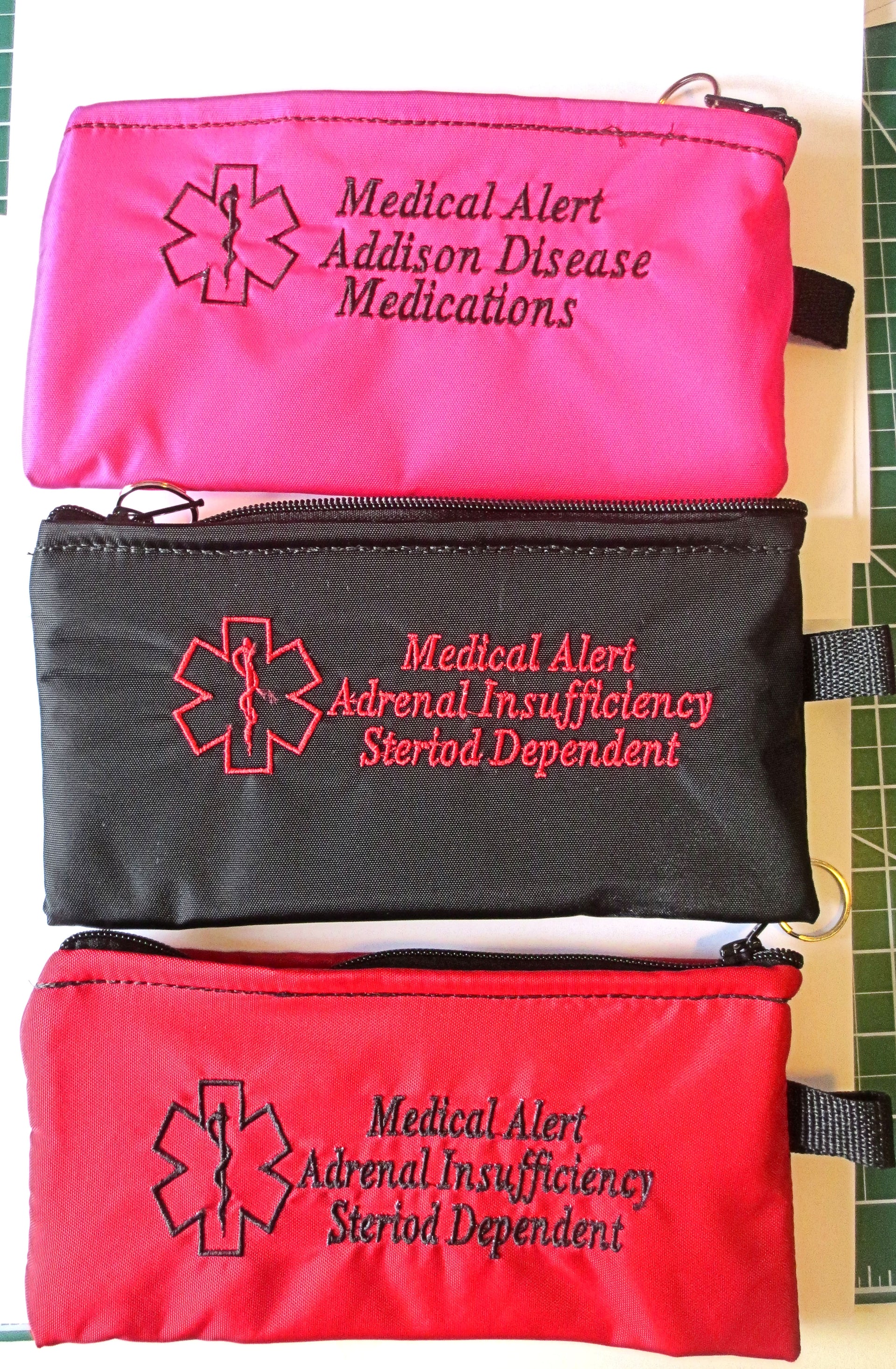 adrenal insufficiency toss in your bag zippered medical insulated case with alert label