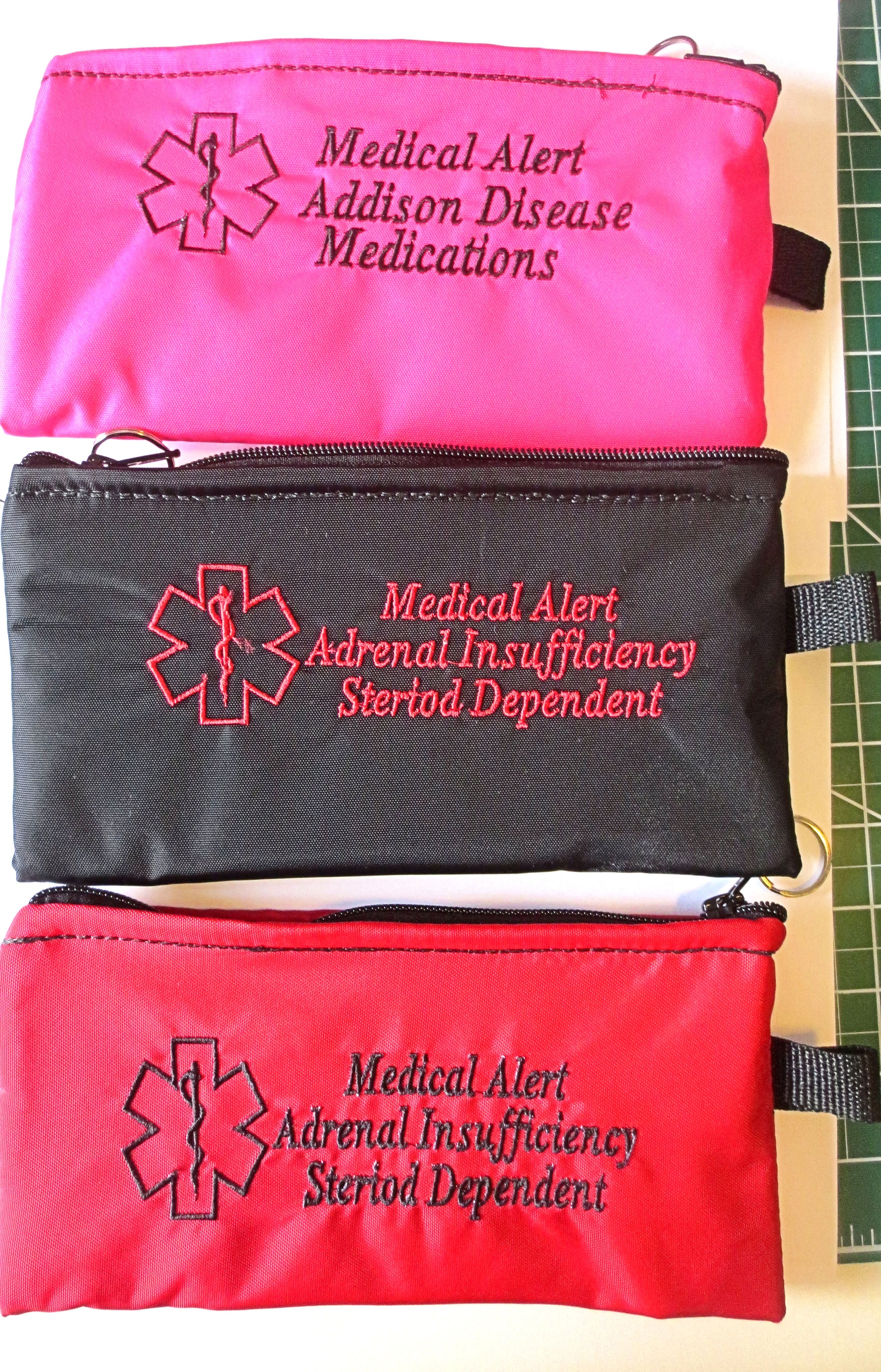 adrenal insufficiency toss in your bag zippered medical insulated case with alert label